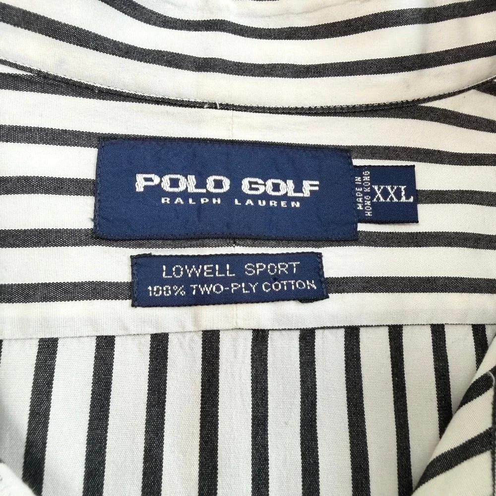 Vintage Y2K Polo Golf Ralph Lauren Men's L/S Shirt XXL Black White Lowell Sport